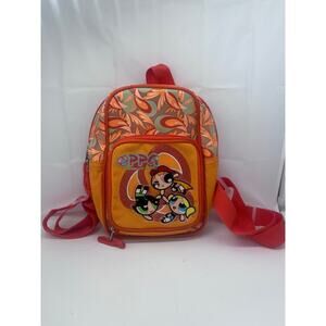 Vintage 2001 Cartoon Network Powerpuff Girls small backpack orange - READ FLAW